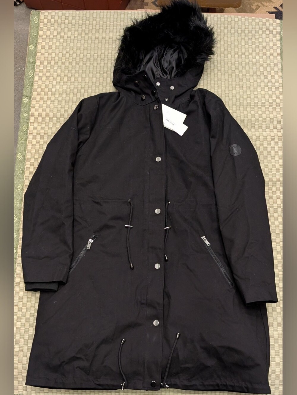 NWT Seraphine Zorah Down Lined Parka Black Women's Size 4